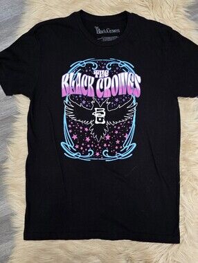 The Black Crowes Black Short Sleeve Graphic Tee Pink & Blue Design Unisex Medium